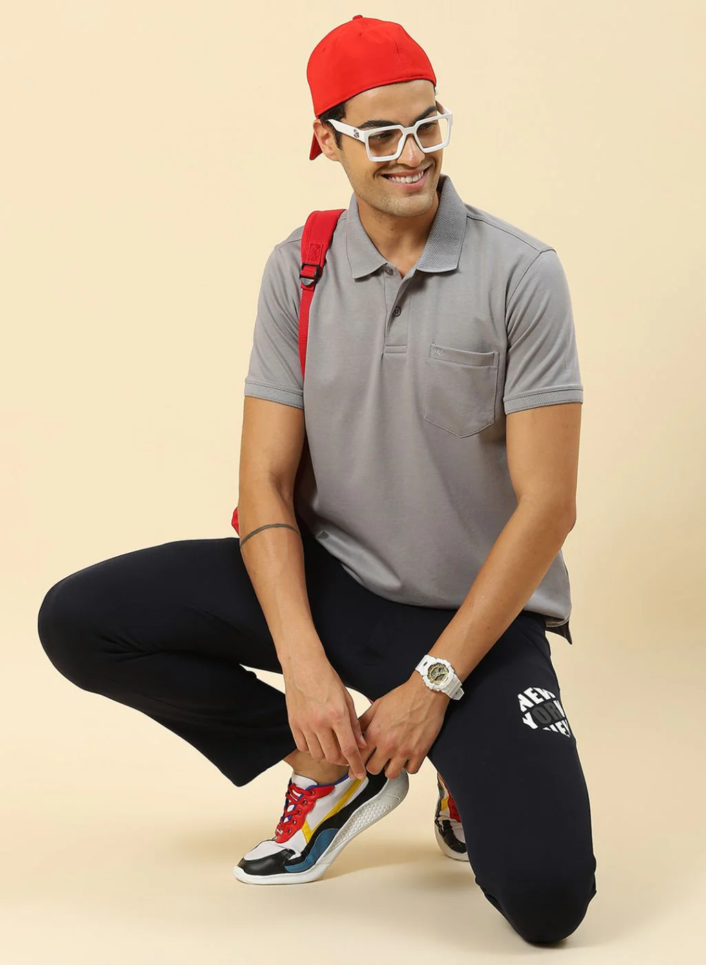Men Grey Plain T-Shirt - Image 2
