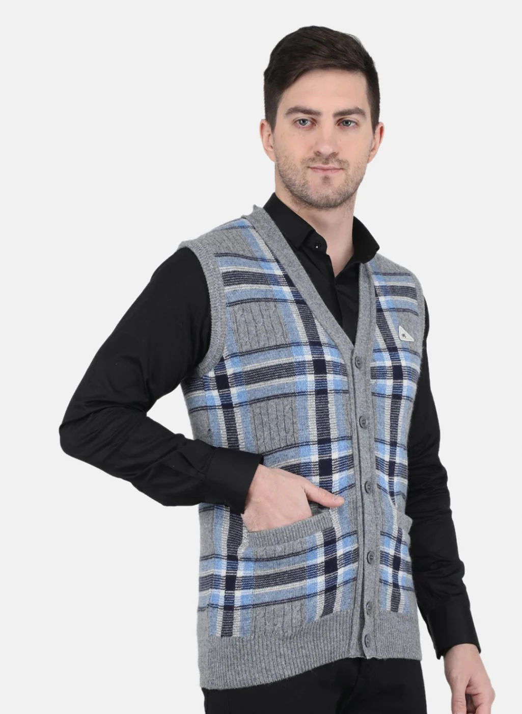 Men Grey Printed Cardigan - Image 6