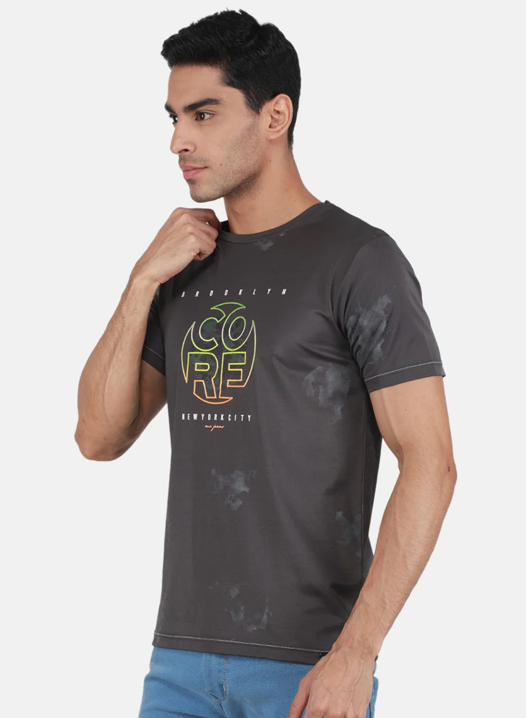Men Grey Printed T-Shirt - Image 2