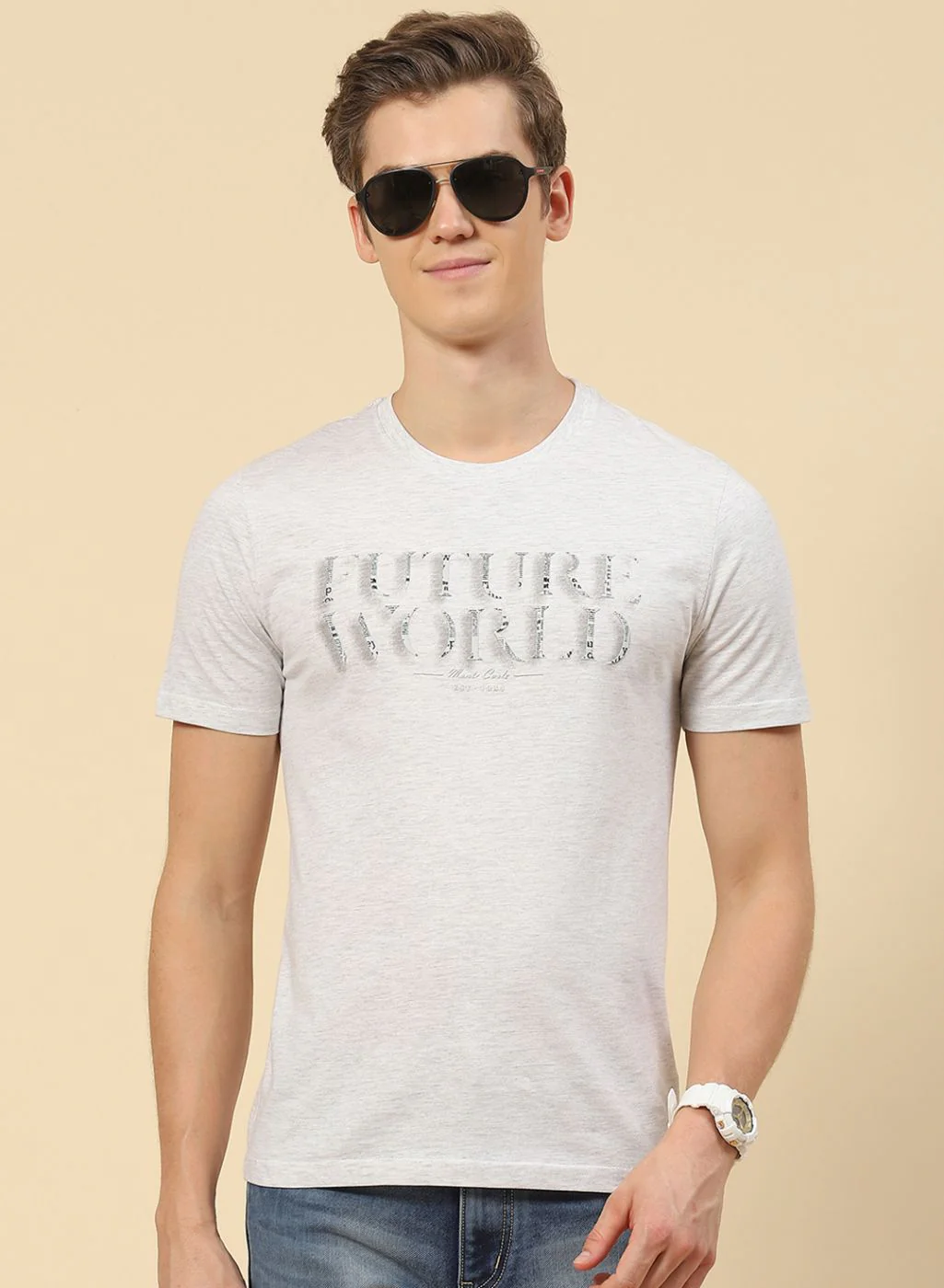 Men Grey Printed T-Shirt - Image 2