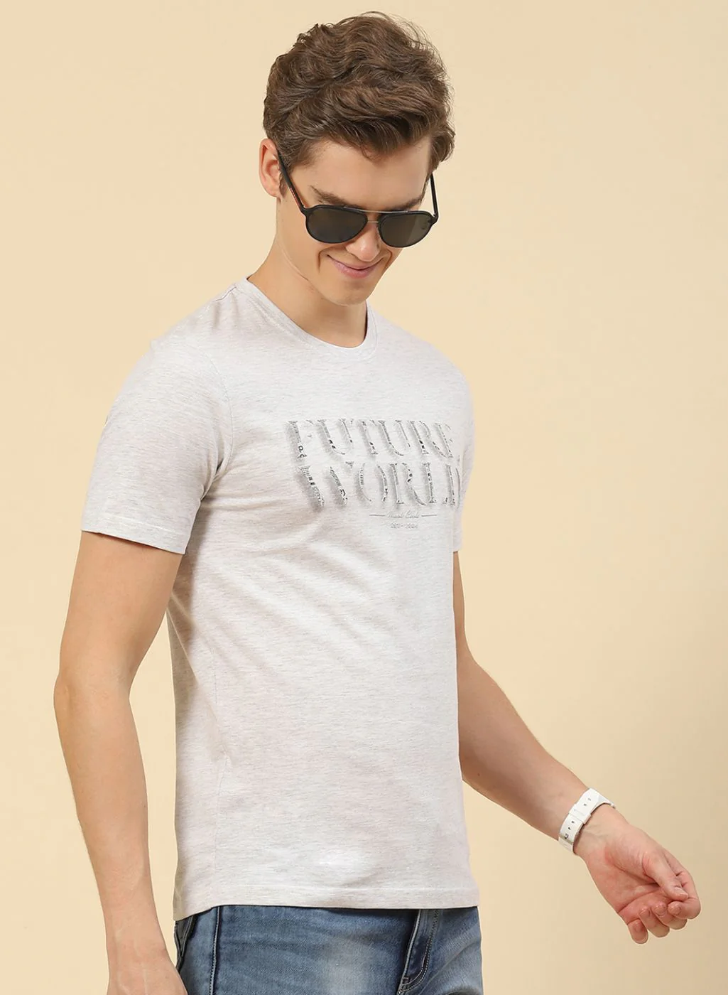 Men Grey Printed T-Shirt - Image 4