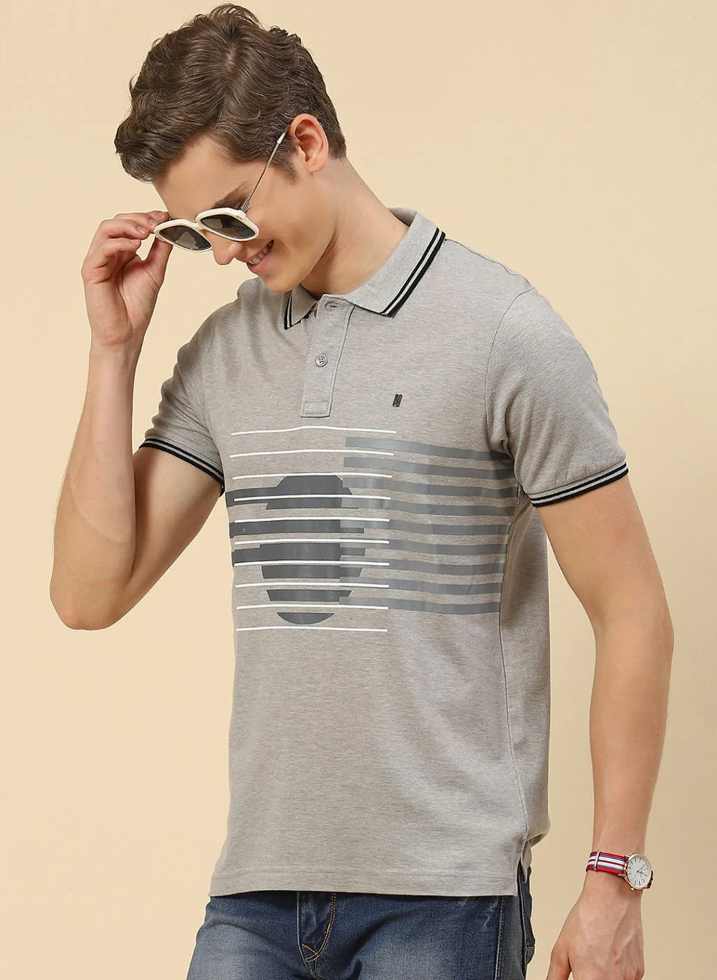 Men Grey Printed T-Shirt - Image 2