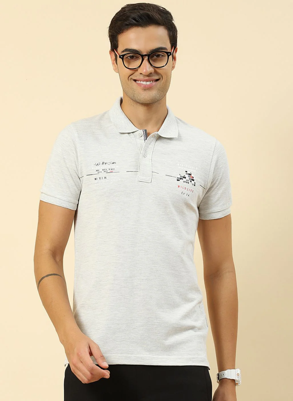 Men Grey Printed T-Shirt - Image 2