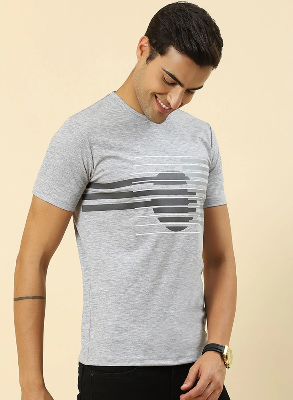 Men Grey Printed T-Shirt - Image 4