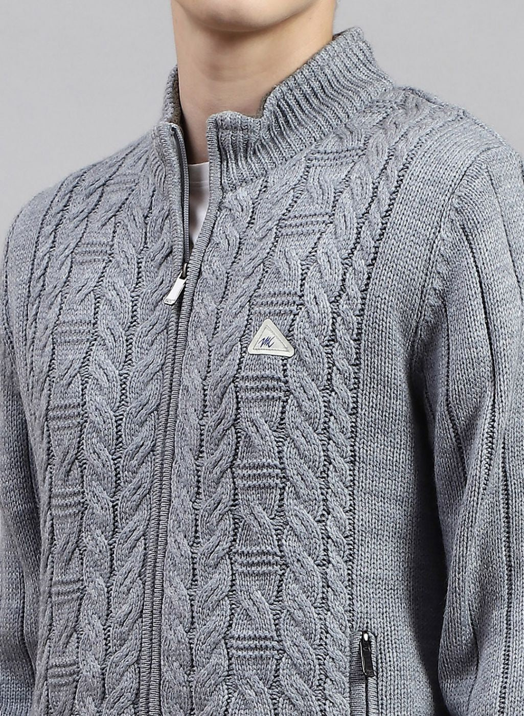Men Grey Self Design Wool blend Jacket - Image 6