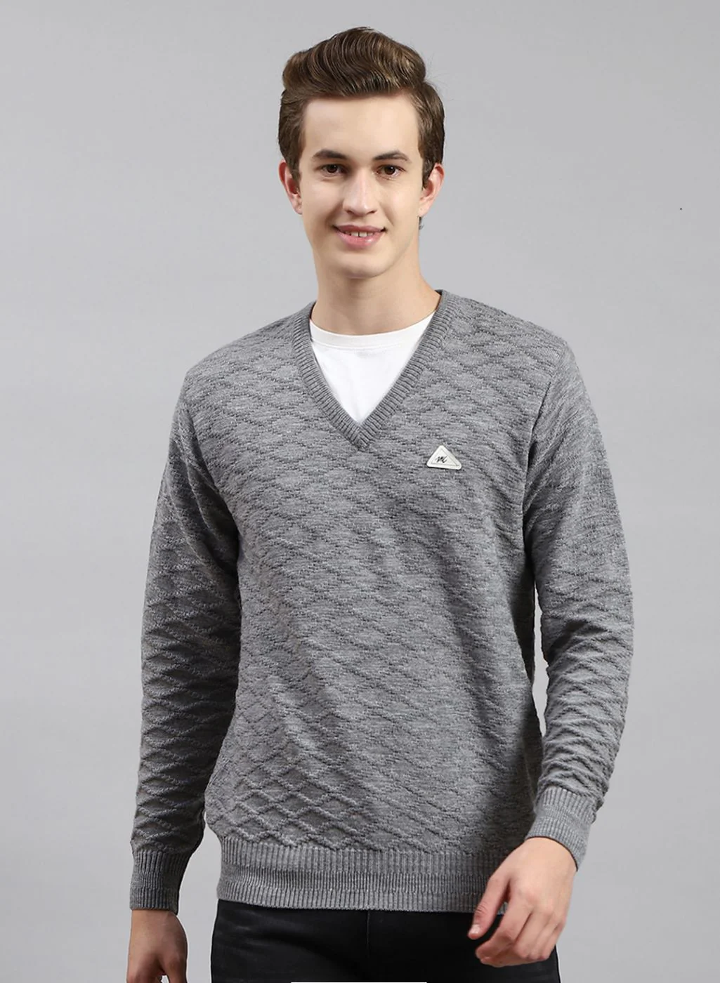 Men Grey Self Design Wool blend Pullover - Image 2