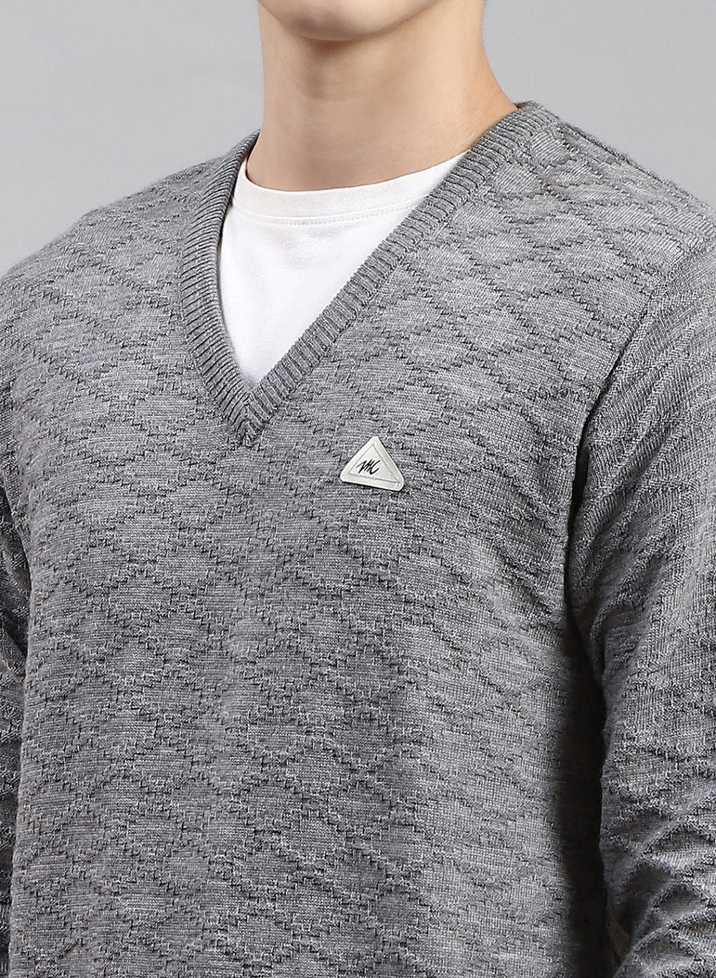 Men Grey Self Design Wool blend Pullover - Image 6