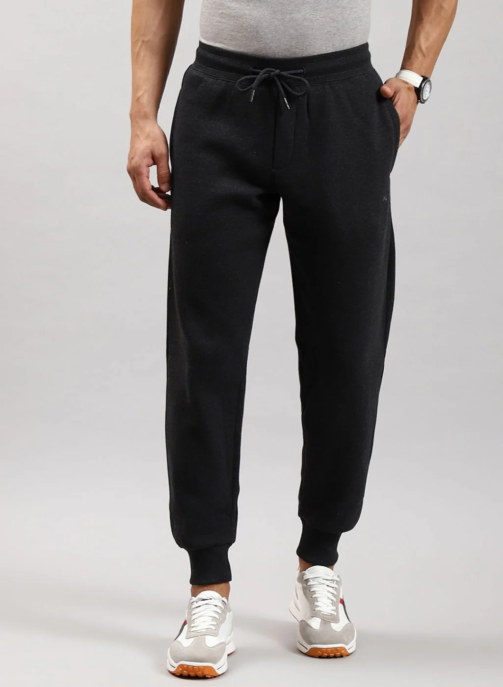 Men Grey Solid Cotton Blend Winter Lower - Image 2