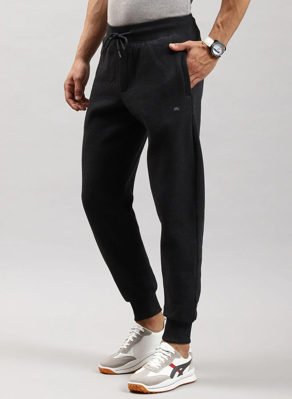 Men Grey Solid Cotton Blend Winter Lower - Image 3