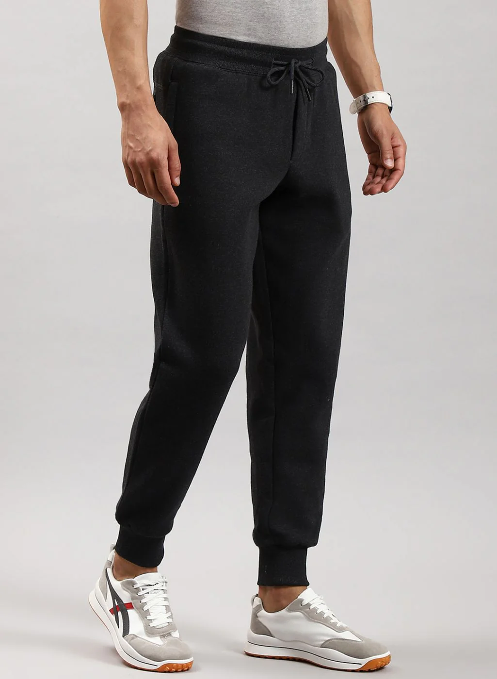 Men Grey Solid Cotton Blend Winter Lower - Image 4