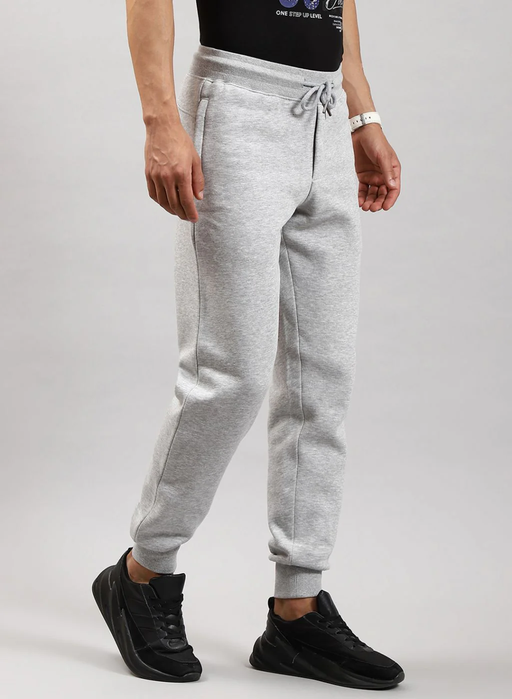 Men Grey Solid Cotton Blend Winter Lower - Image 4