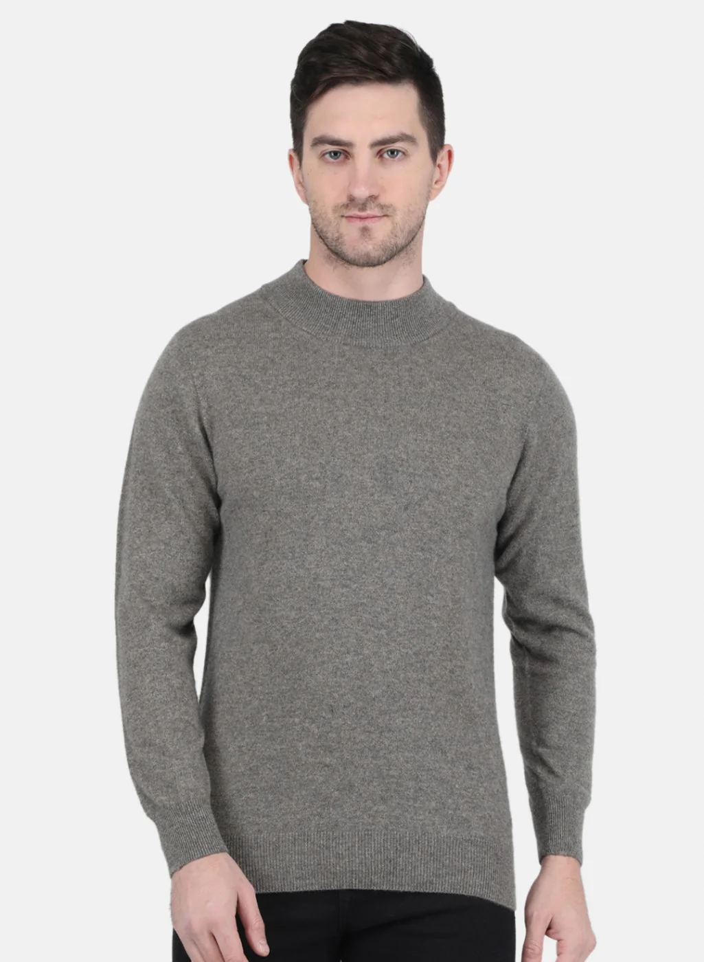 Men Grey Solid Pullover - Image 3