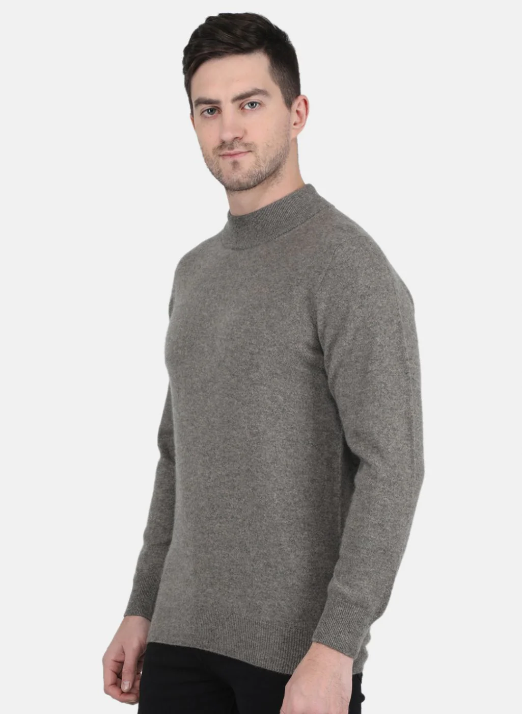 Men Grey Solid Pullover - Image 4