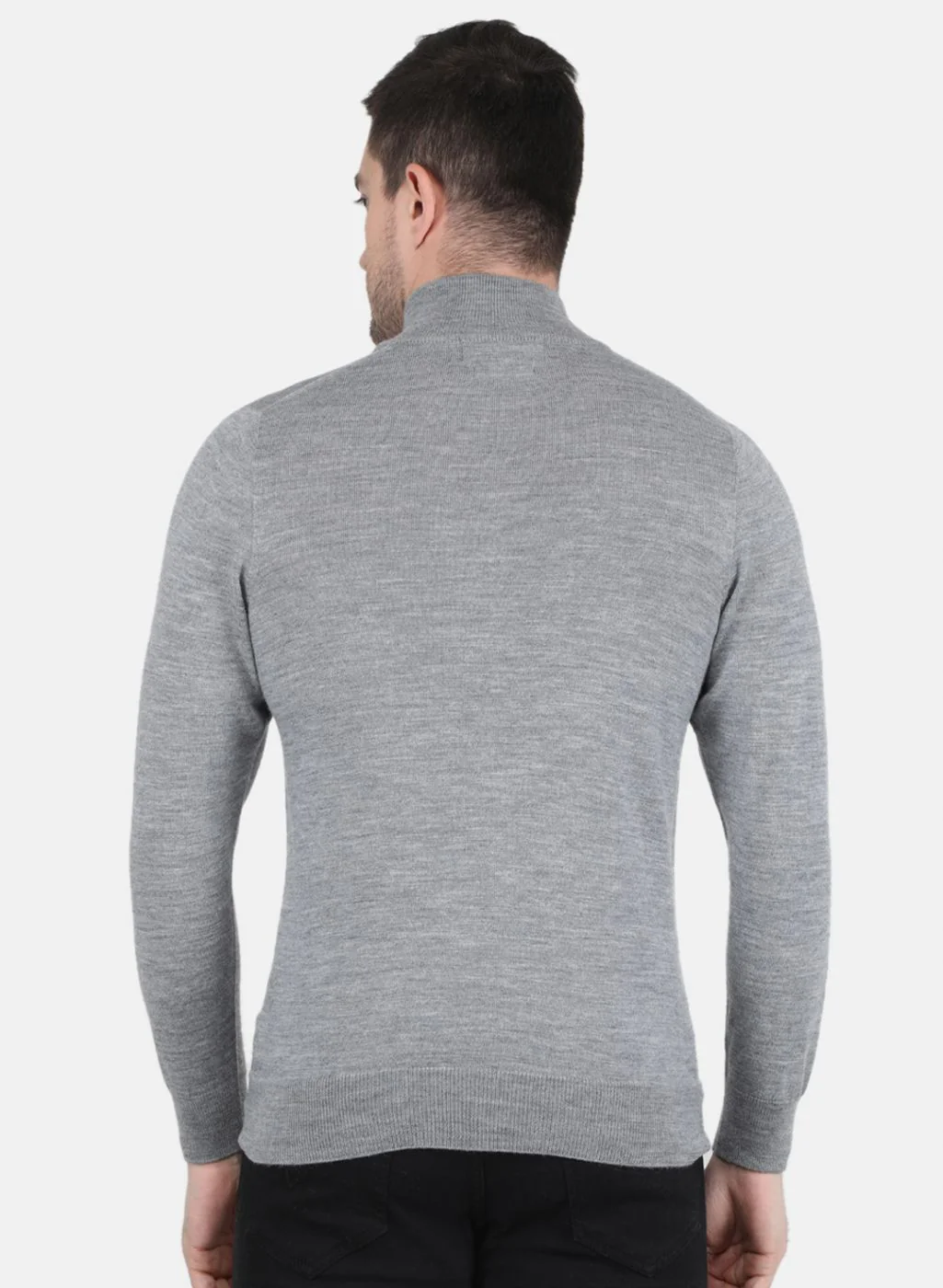 Men Grey Solid Pullover - Image 3