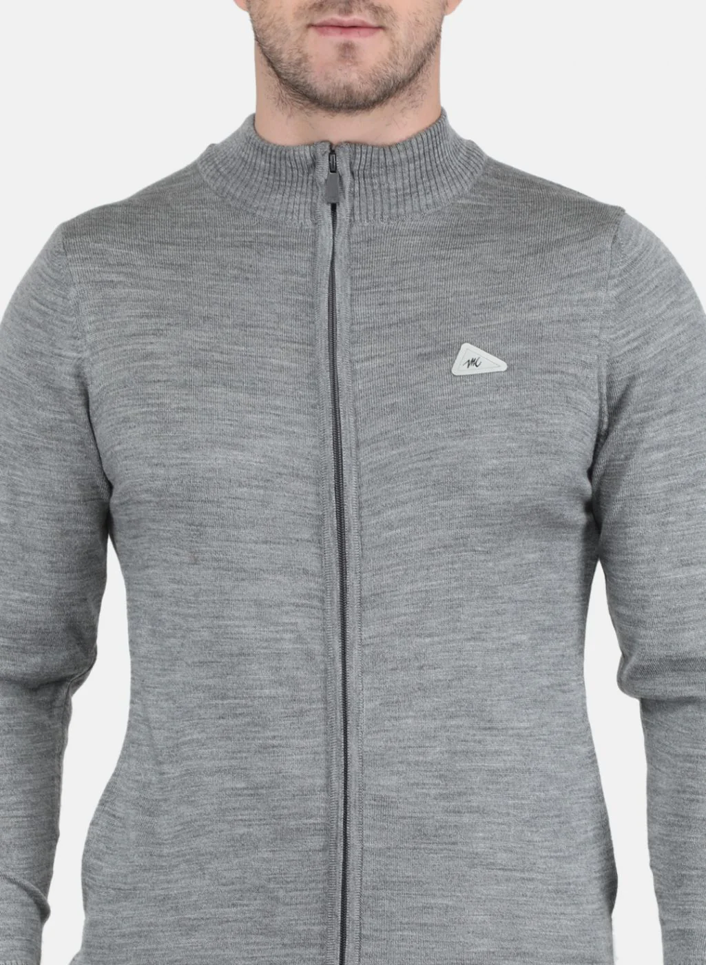 Men Grey Solid Pullover - Image 5
