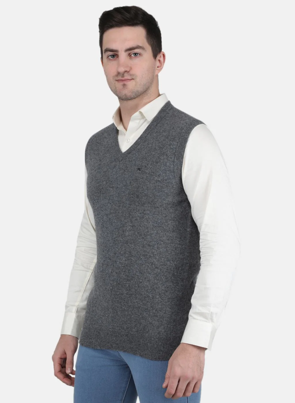 Men Grey Solid Sweater - Image 2