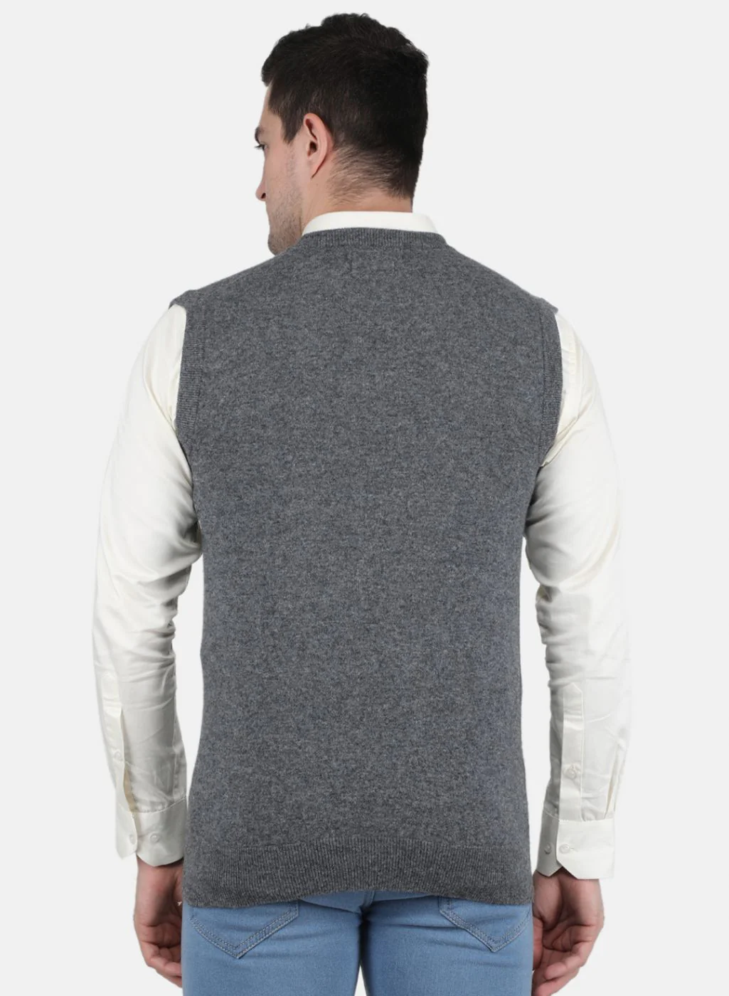Men Grey Solid Sweater - Image 3