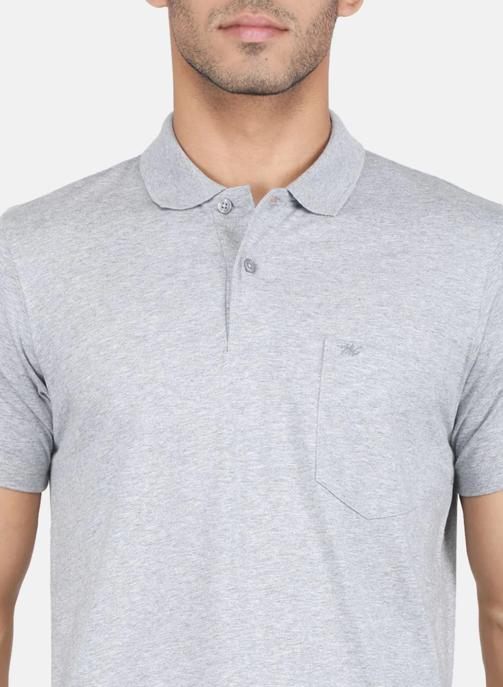 Men Grey Solid T-Shirt - Image 5