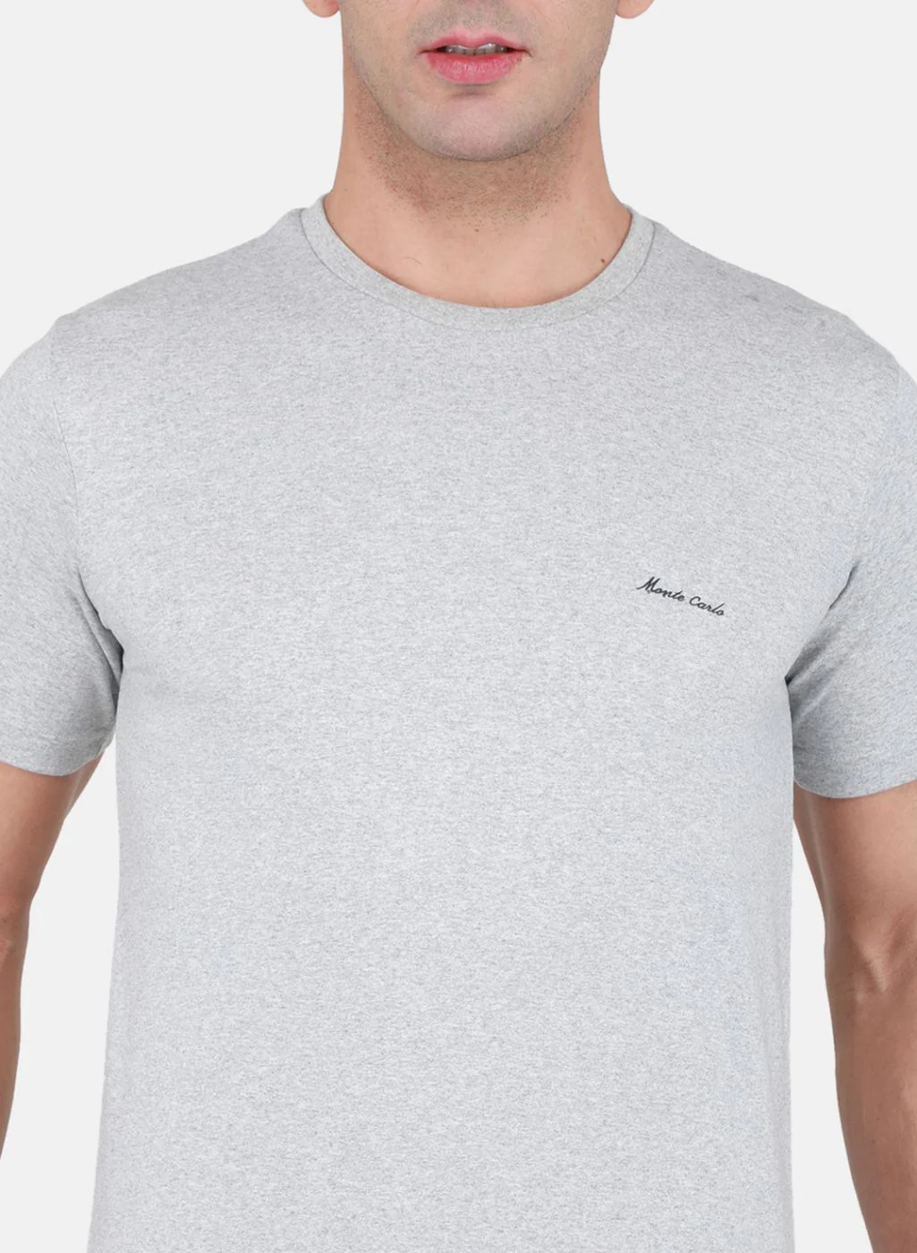Men Grey Solid T-Shirt - Image 5