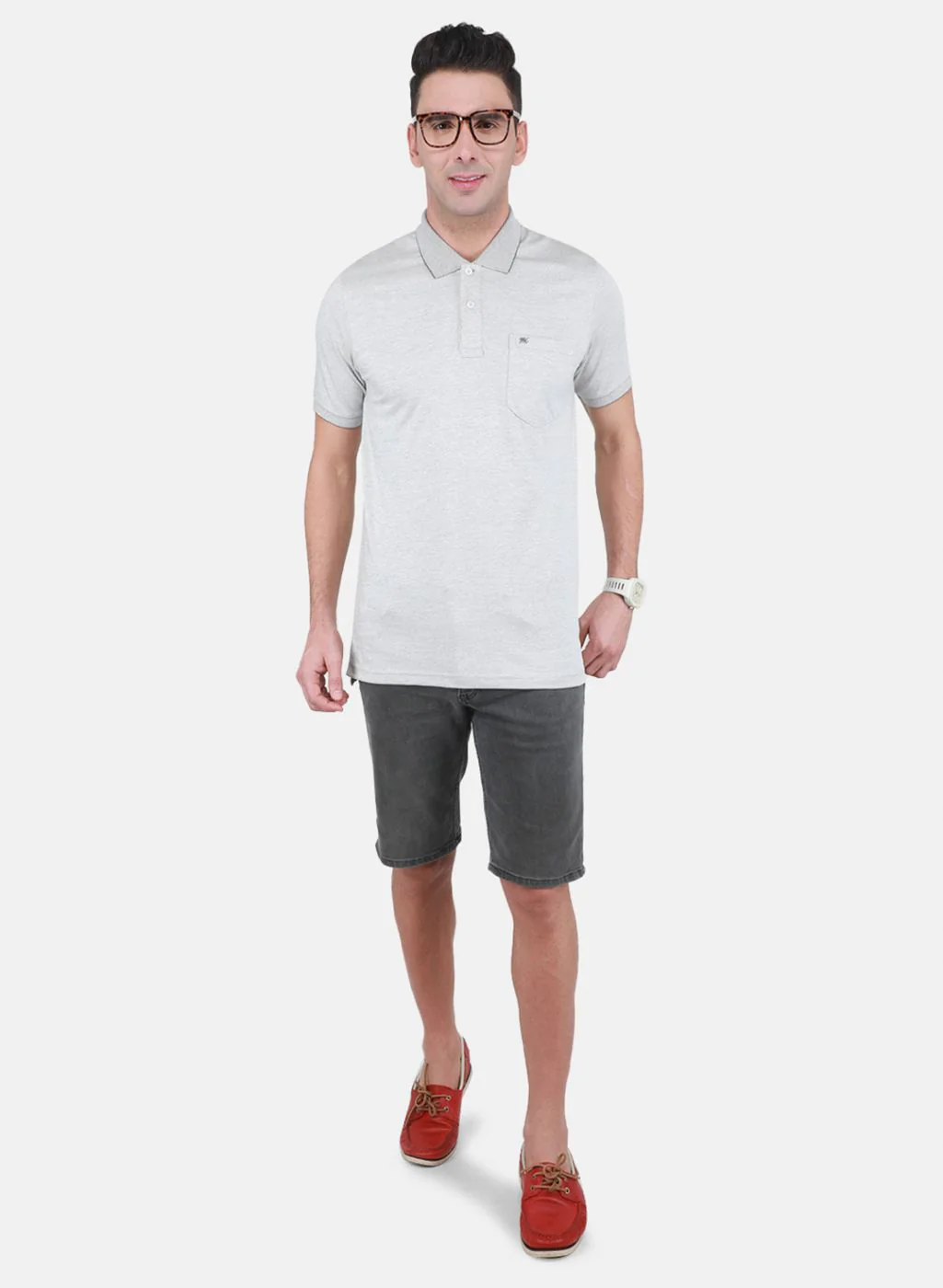 Men Grey Solid T-Shirt - Image 4