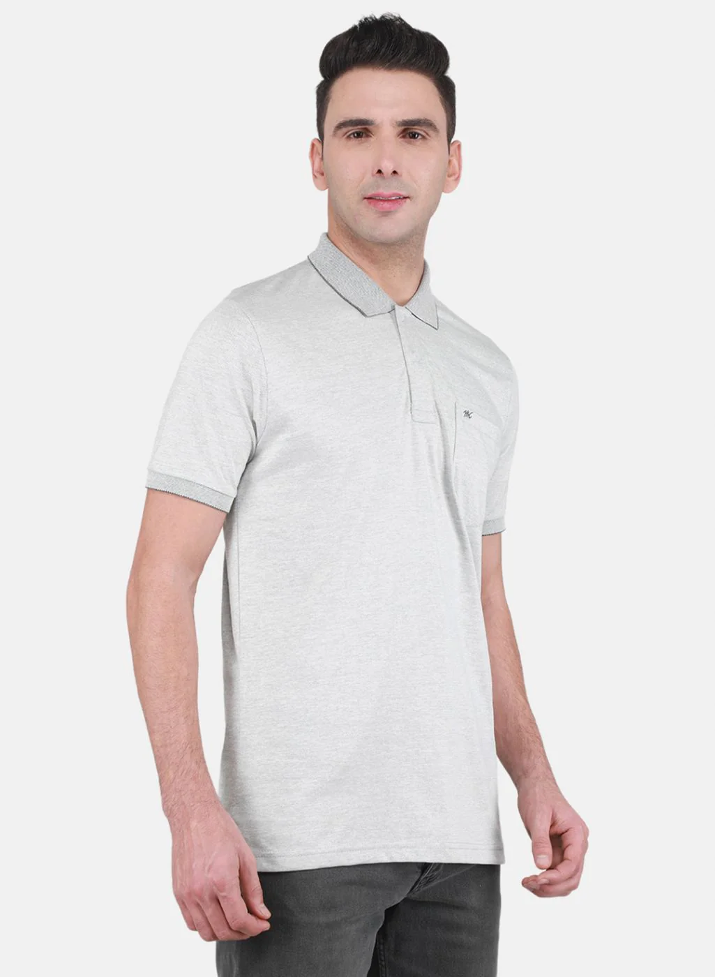 Men Grey Solid T-Shirt - Image 6