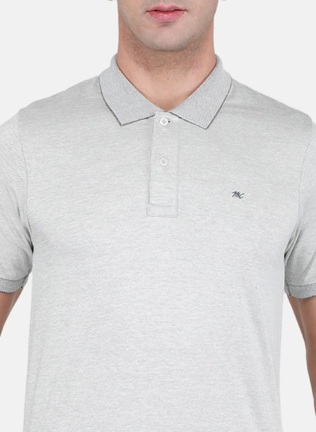 Men Grey Solid T-Shirt - Image 5