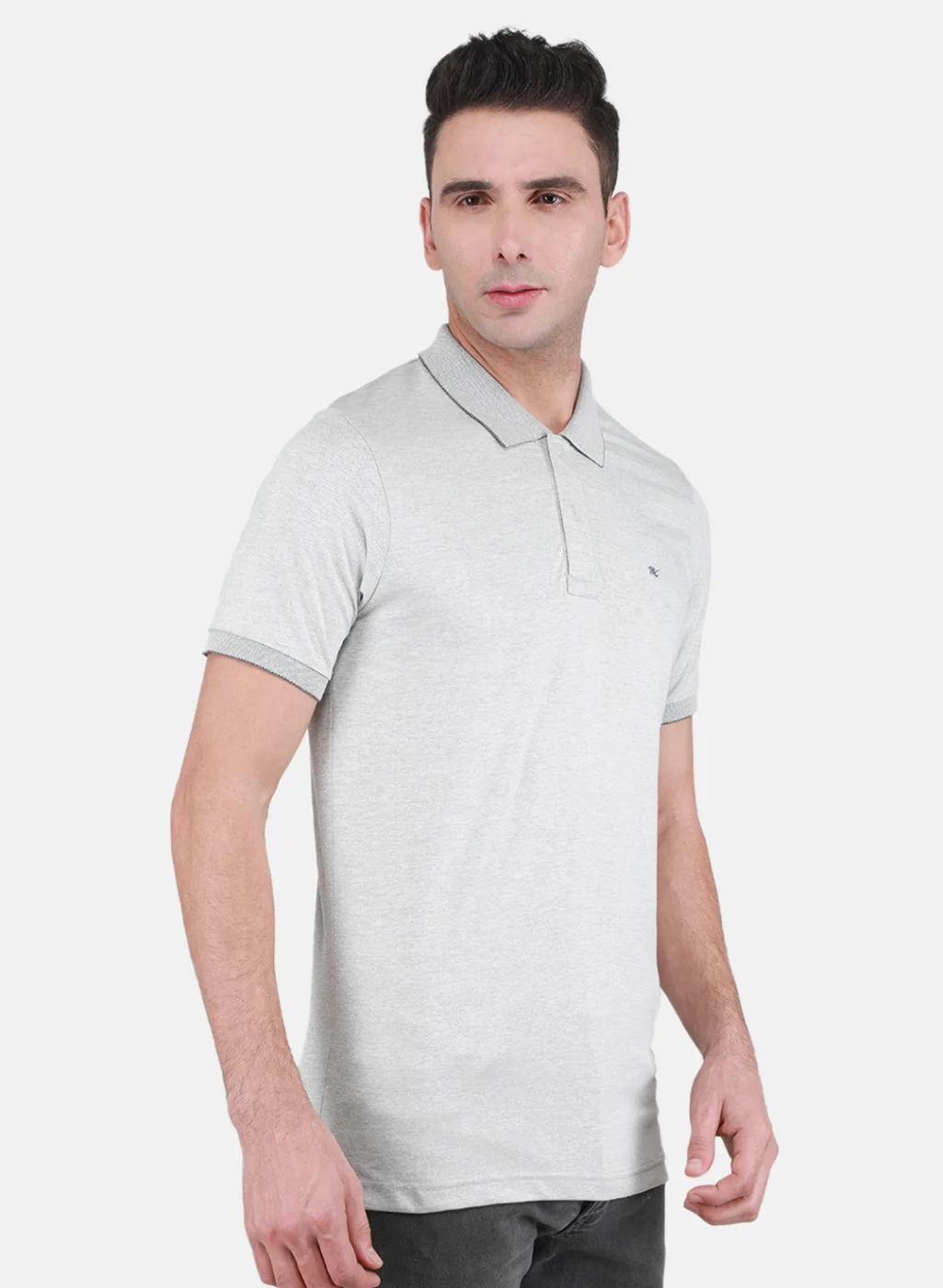 Men Grey Solid T-Shirt - Image 6
