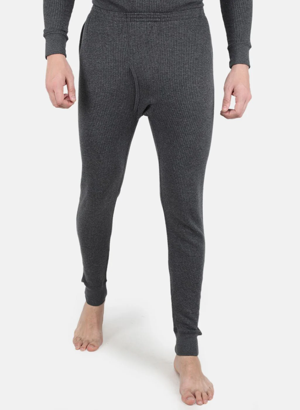 Men Grey Solid Thermal Lower
