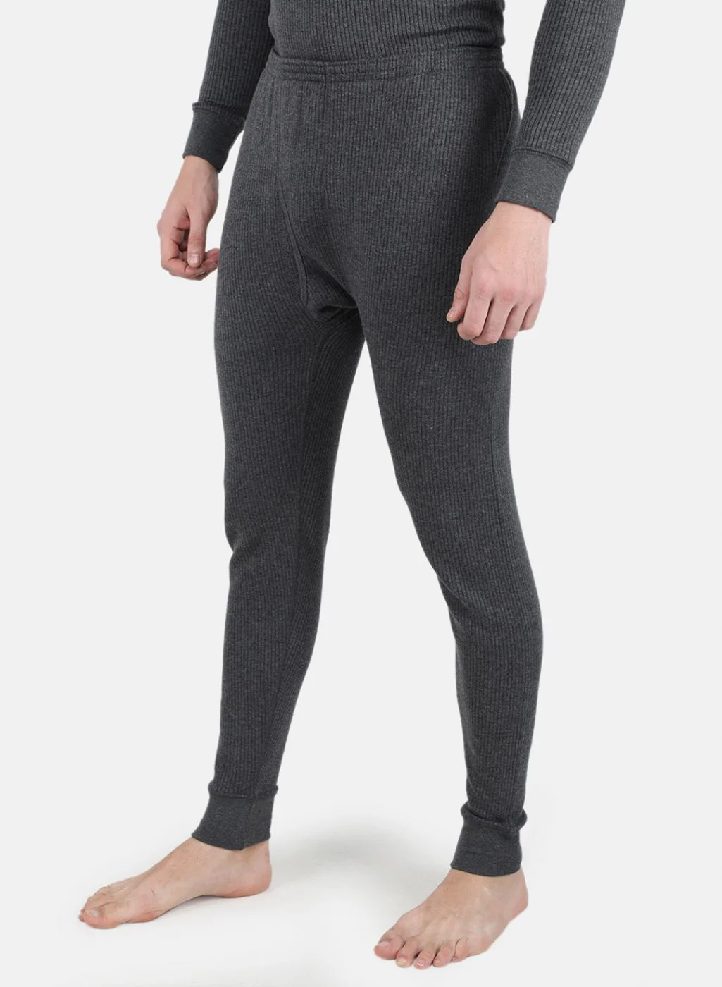 Men Grey Solid Thermal Lower - Image 2