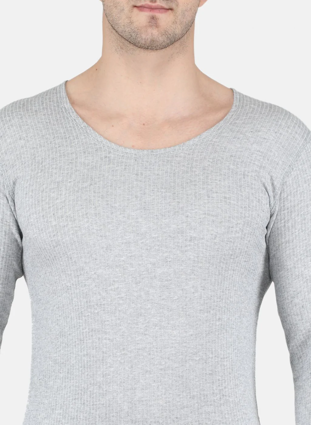 Men Grey Solid Thermal Vest - Image 5