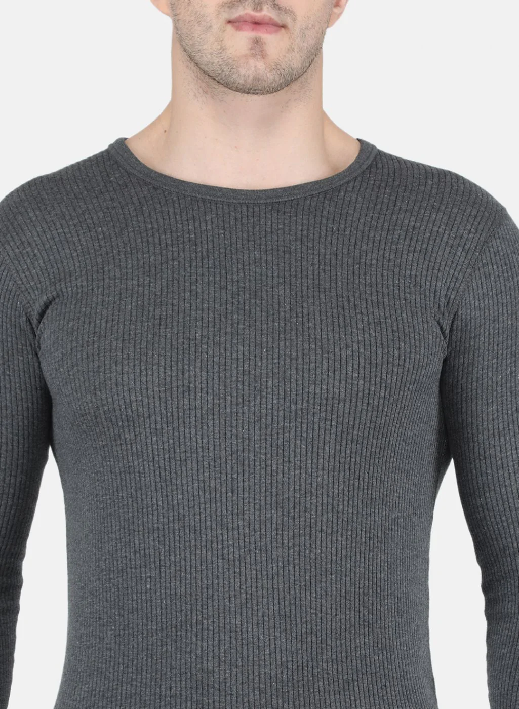 Men Grey Solid Thermal Vest - Image 5