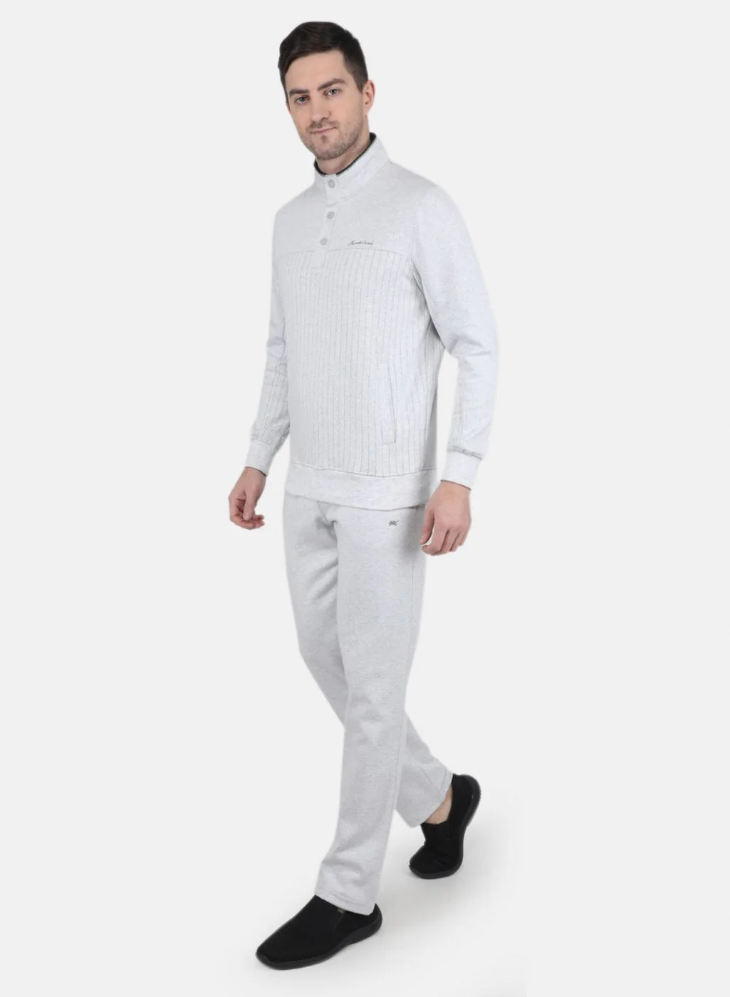 Men Grey Solid Tracksuit - Image 2