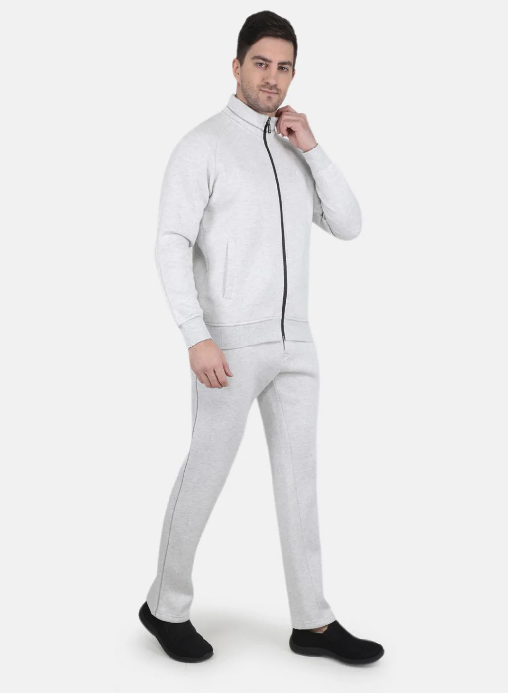 Men Grey Solid Tracksuit - Image 7