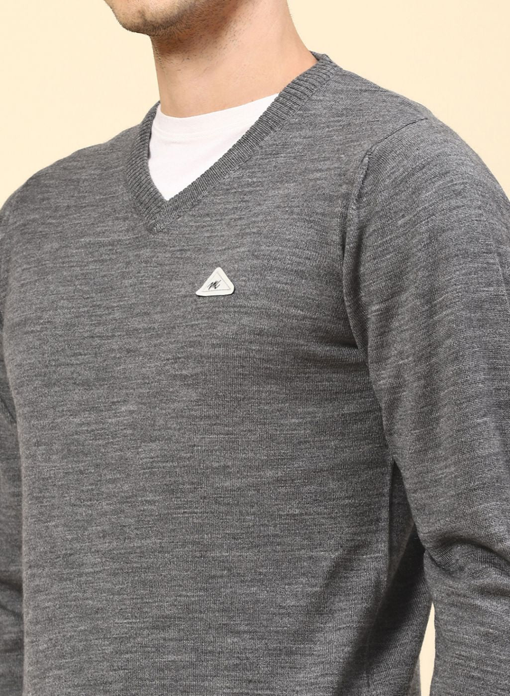 Men Grey Solid Wool blend Pullover - Image 6