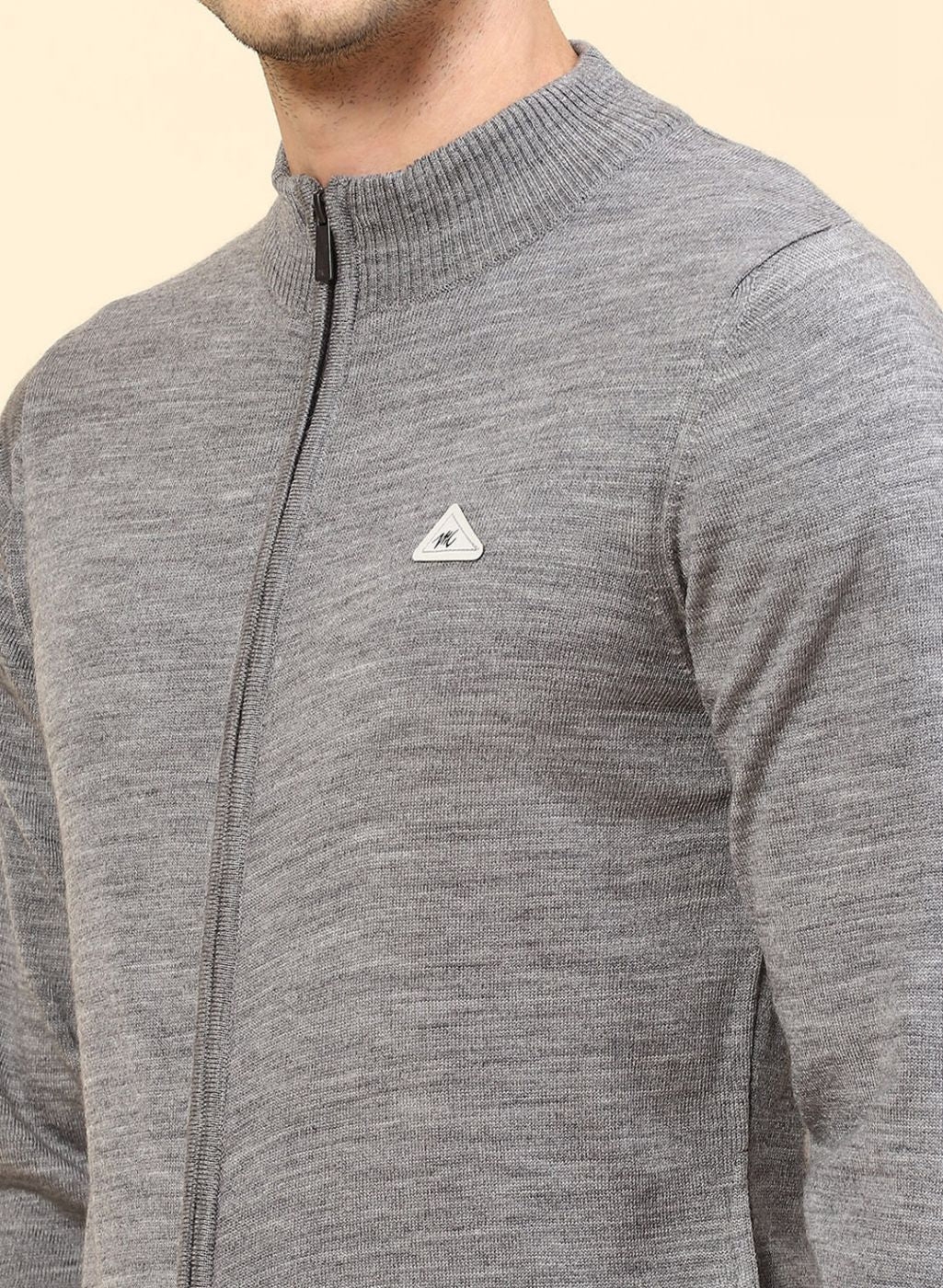 Men Grey Solid Wool blend Pullover - Image 6
