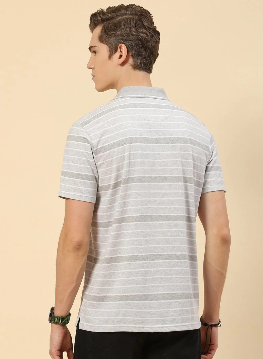 Men Grey Stripe T-Shirt - Image 5