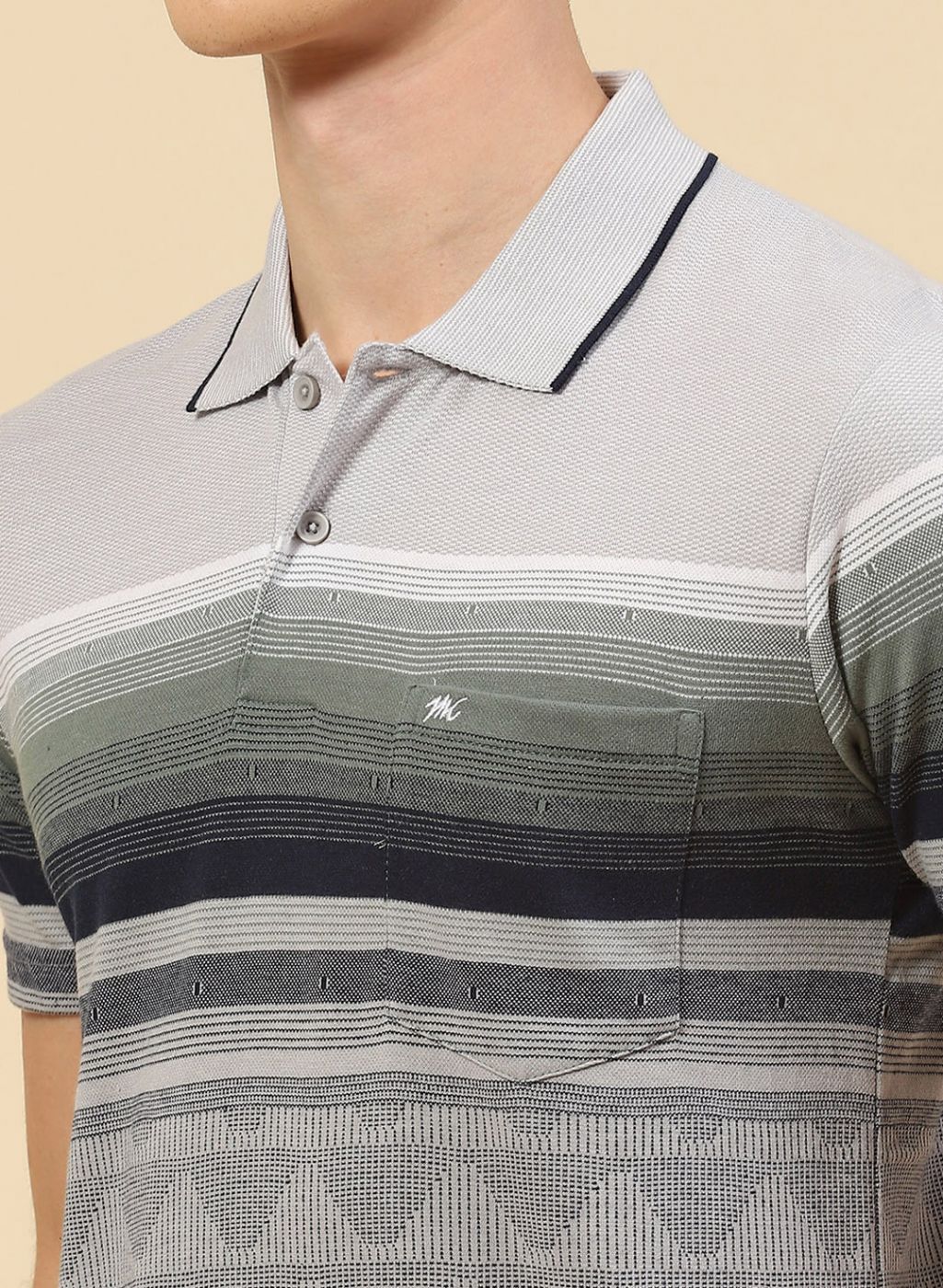 Men Grey Stripe T-Shirt - Image 6