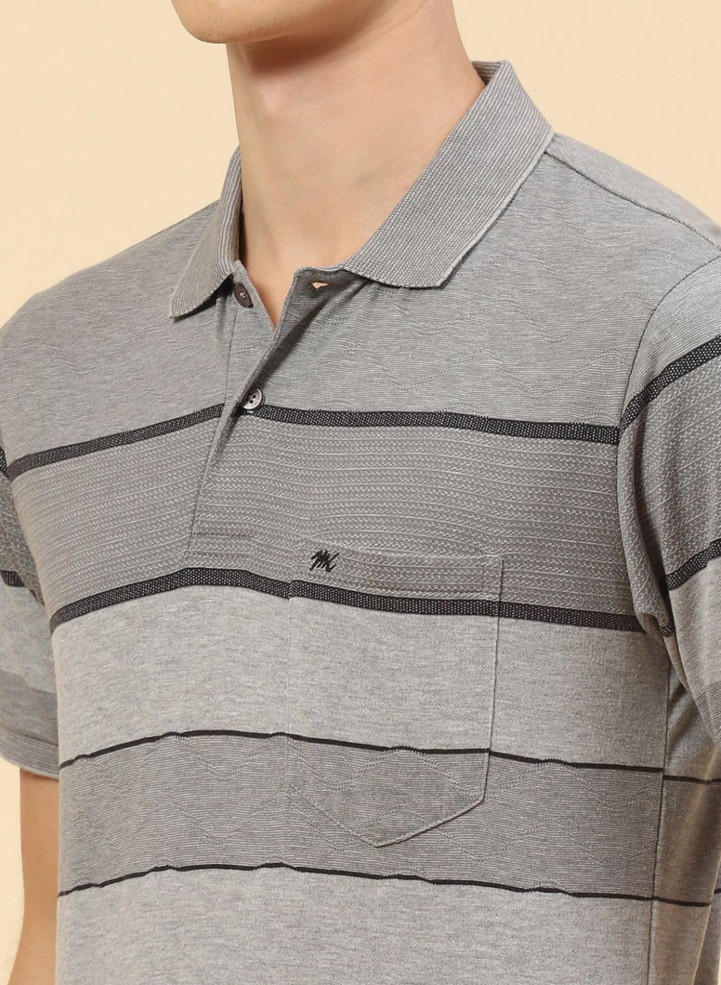Men Grey Stripe T-Shirt - Image 6