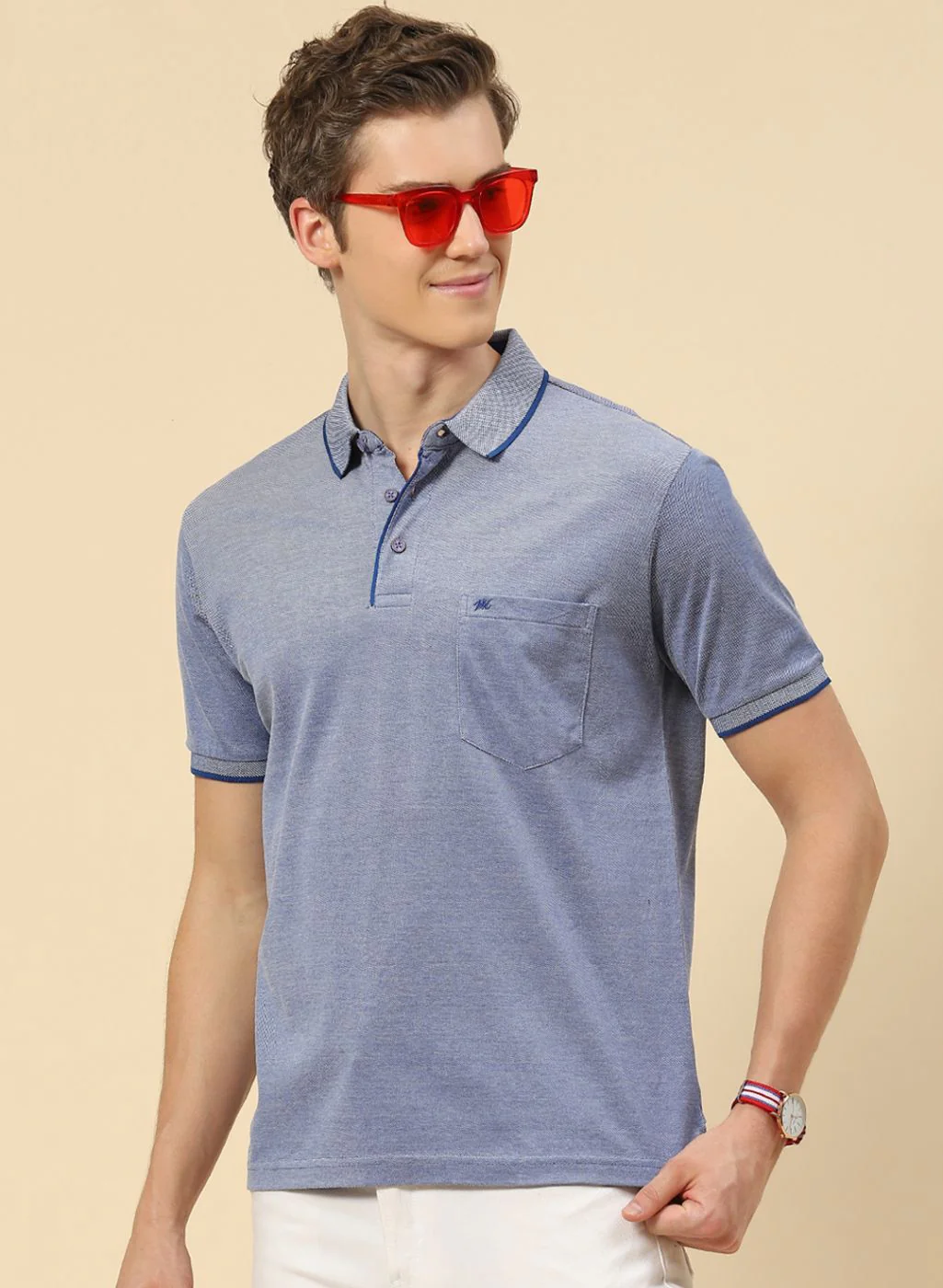 Men Khaki Plain T-Shirt - Image 2