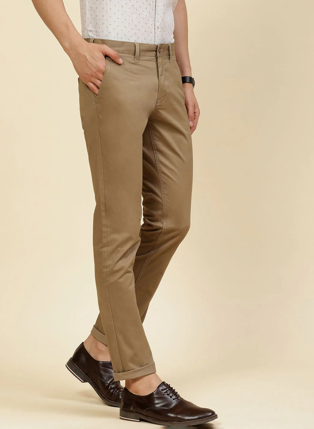 Men Khaki Regular Fit Trouser - Image 3