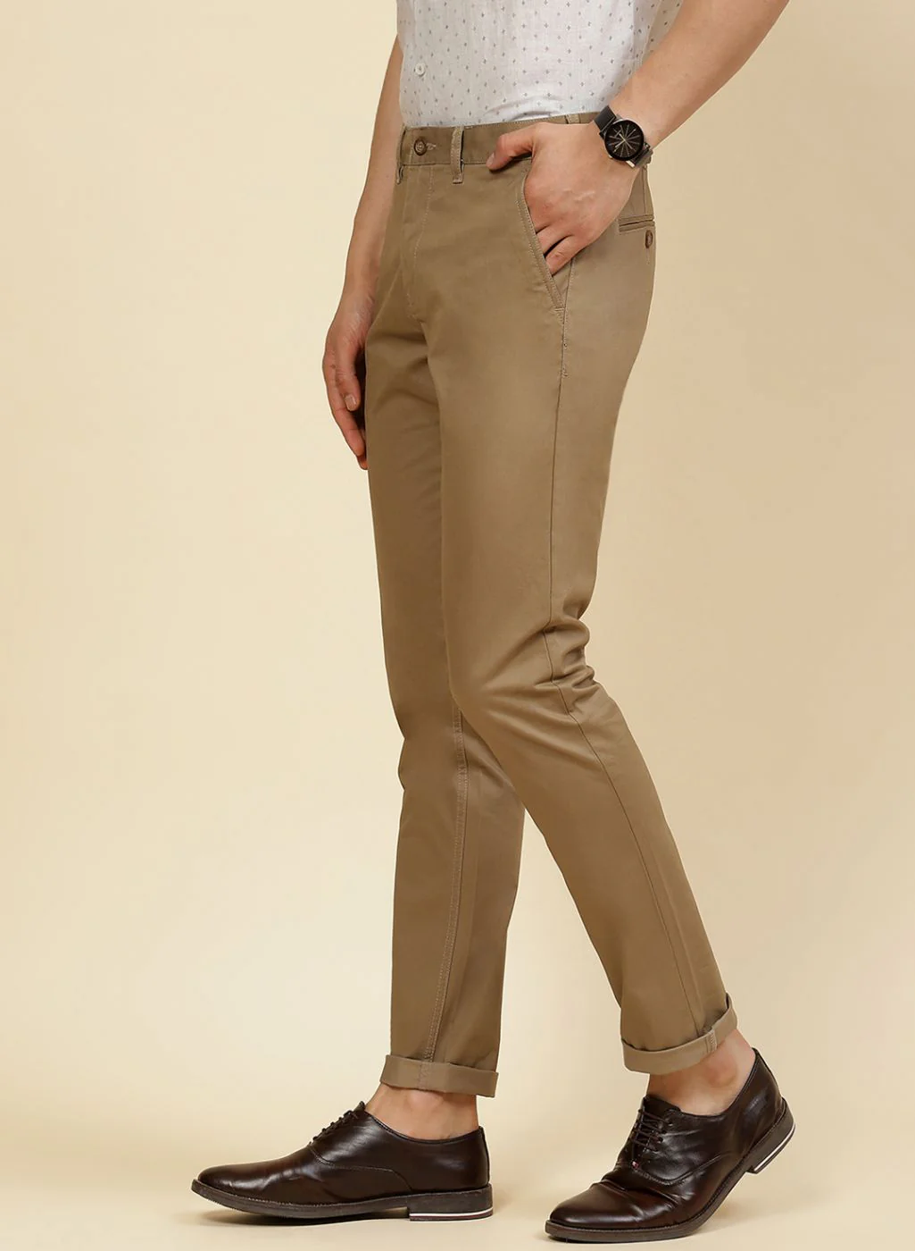 Men Khaki Regular Fit Trouser - Image 4