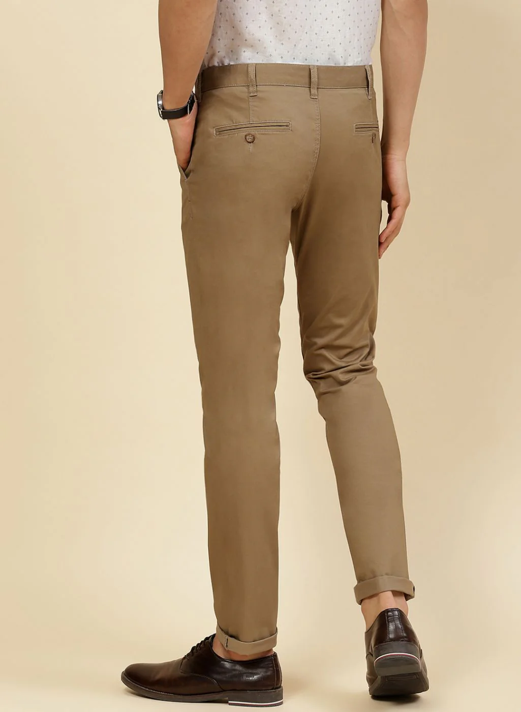 Men Khaki Regular Fit Trouser - Image 5