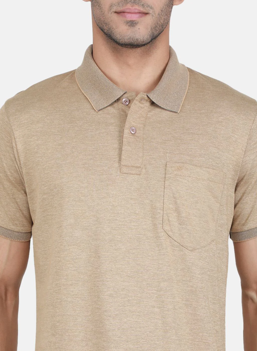 Men Khaki Solid T-Shirt - Image 5