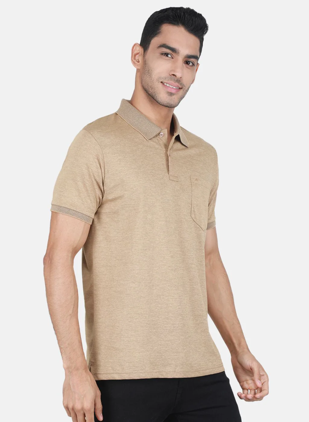 Men Khaki Solid T-Shirt - Image 6