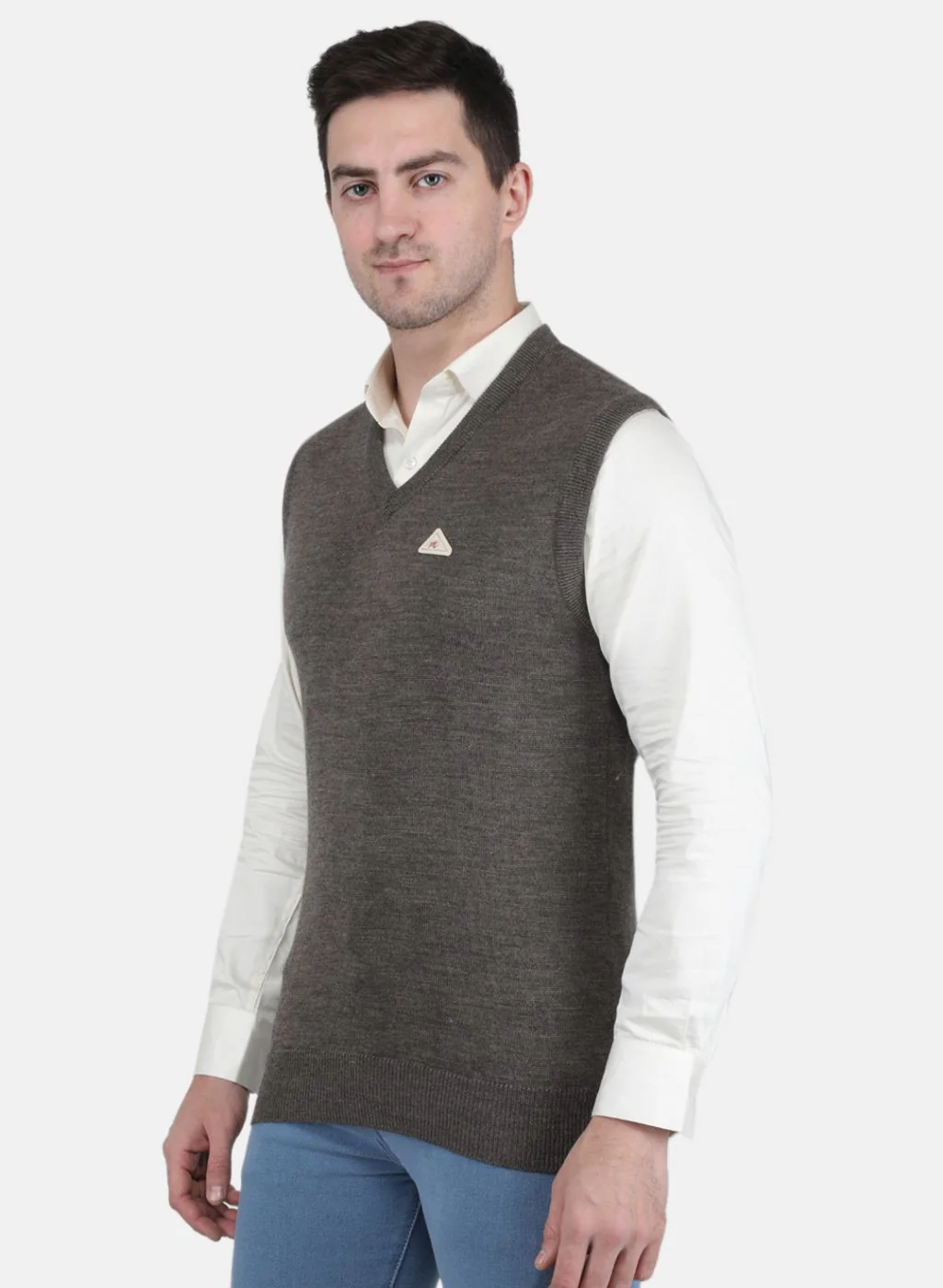 Men Light Brown Solid Sweater - Image 2