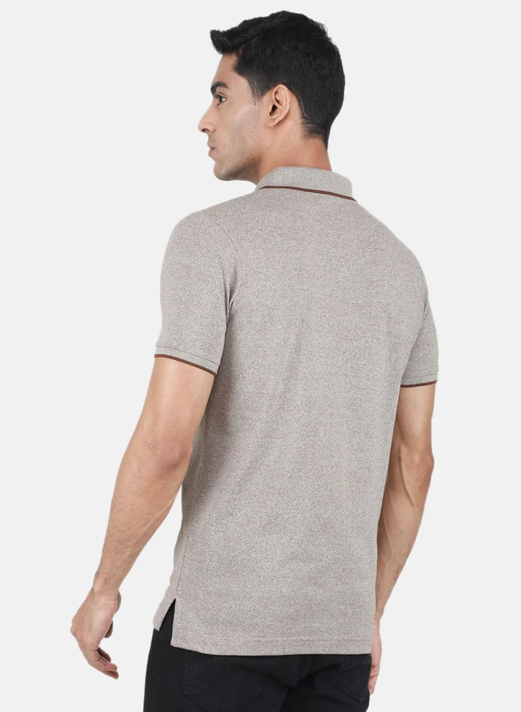 Men Light Brown Solid T-Shirt - Image 3