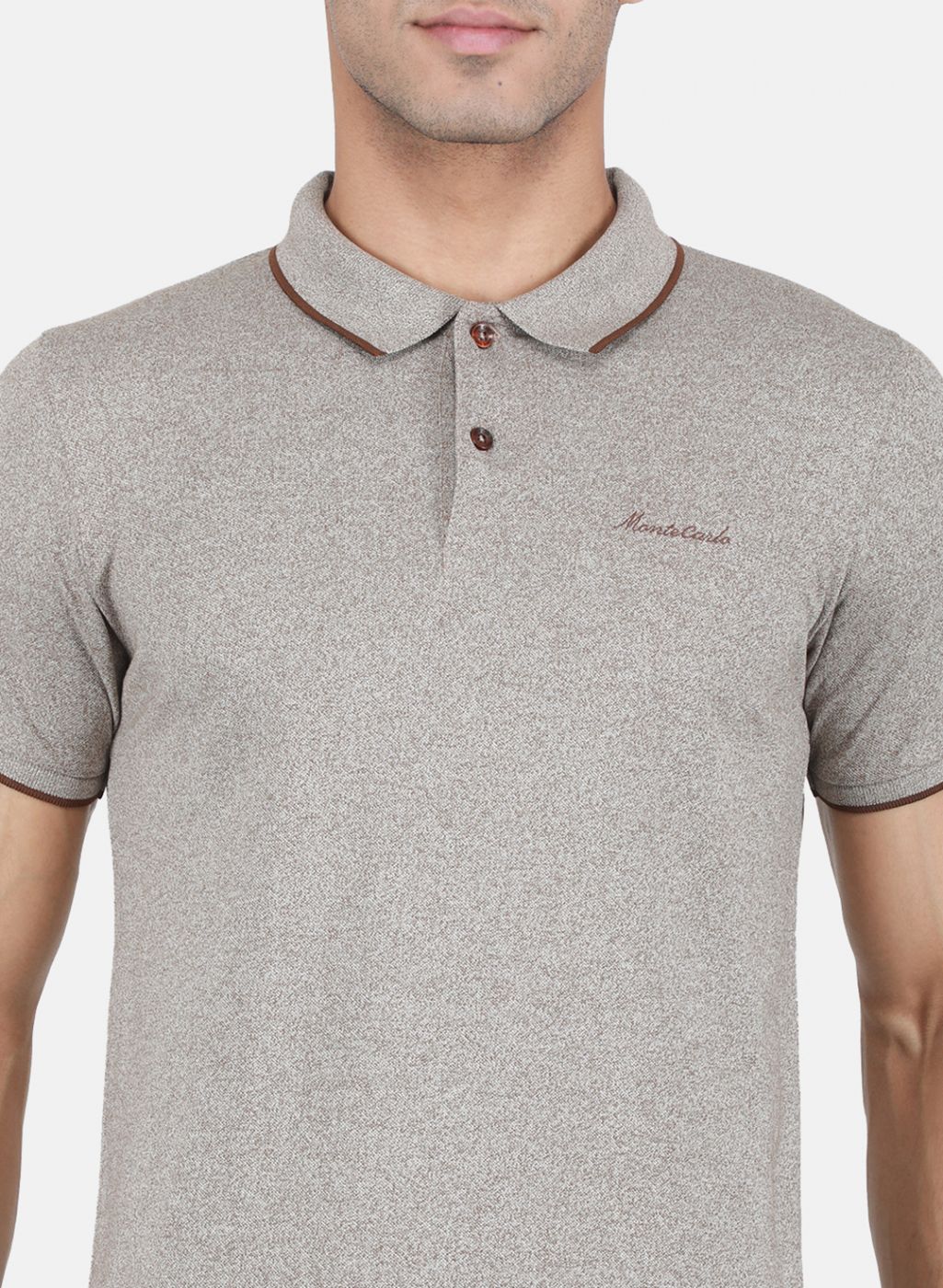 Men Light Brown Solid T-Shirt - Image 5