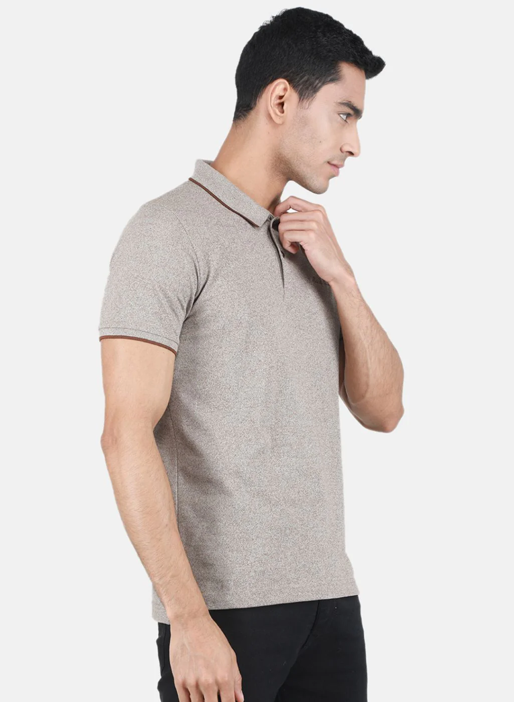 Men Light Brown Solid T-Shirt - Image 6