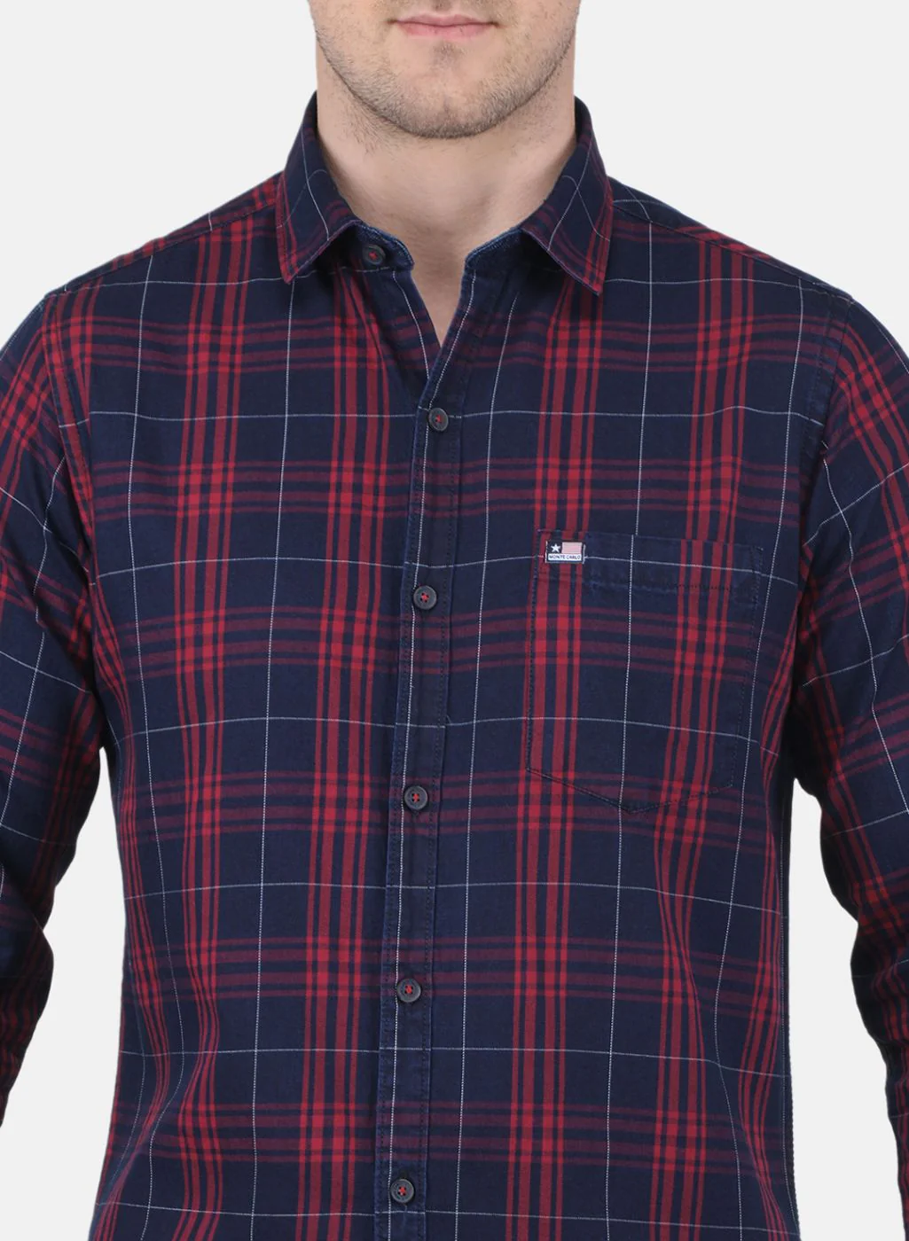 Men Maroon Check Shirt - Image 5