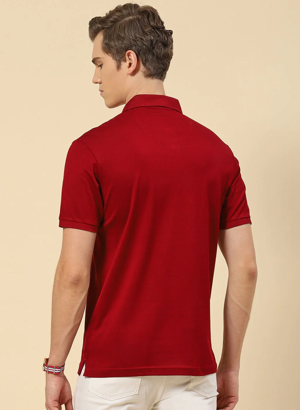 Men Maroon Plain T-Shirt - Image 4